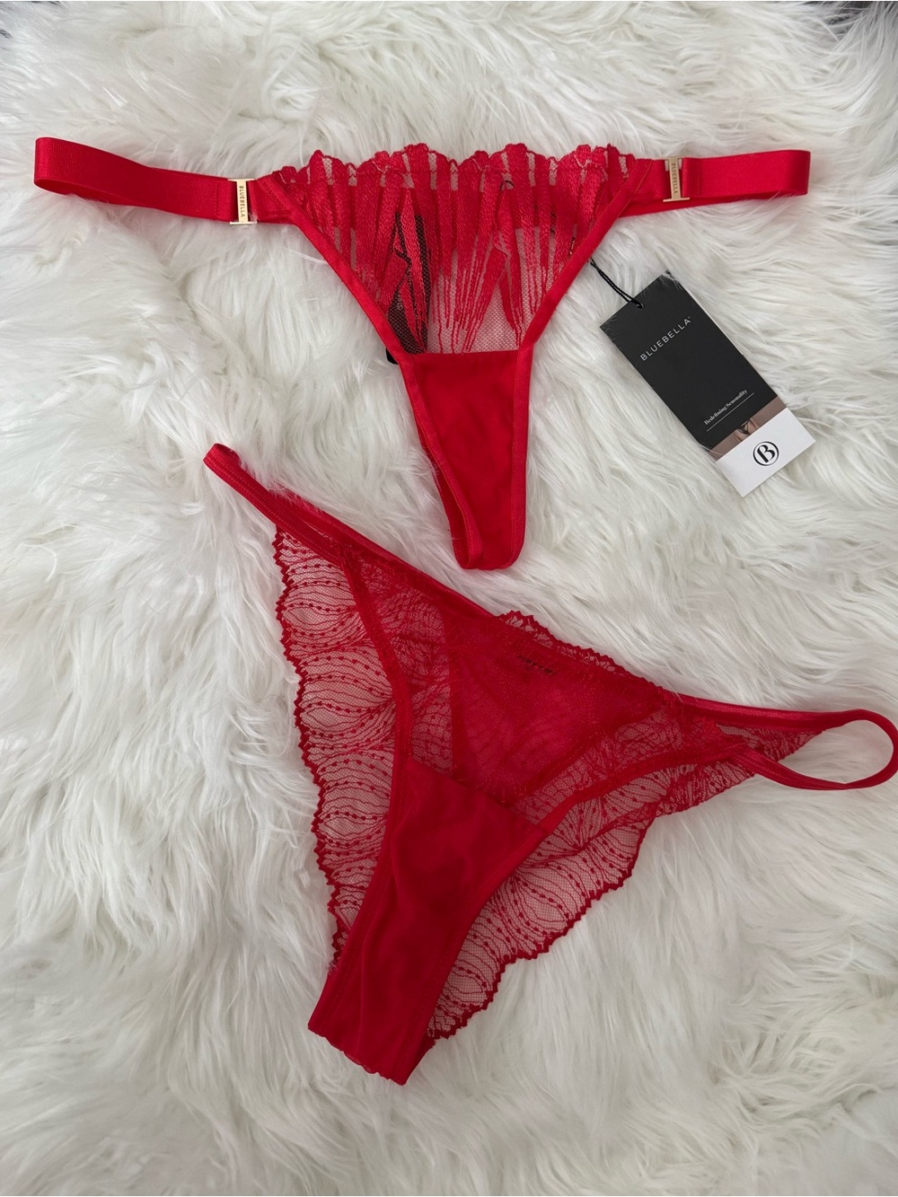 BLUEBELLA Red Brief and Thong Lot Size Small